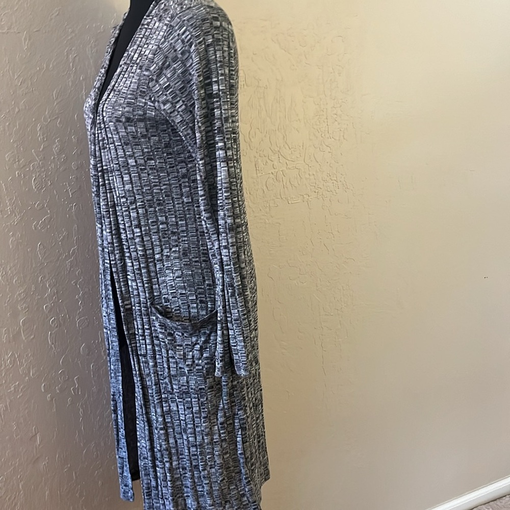 Timing Long Open-Front Gray‎ Marled Cardigan - Picture 2 of 7